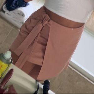 Pink front tie wrap around skirt